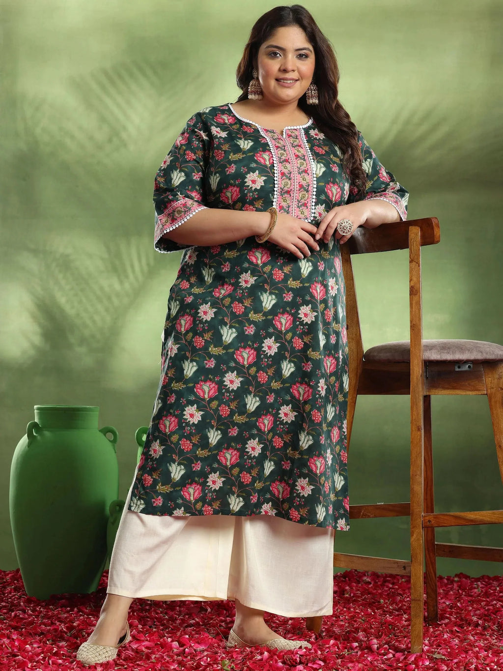 Midnight Bloom Cotton Kurta