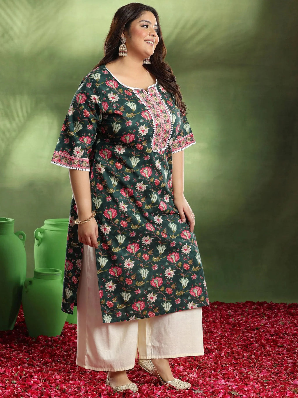 Midnight Bloom Cotton Kurta