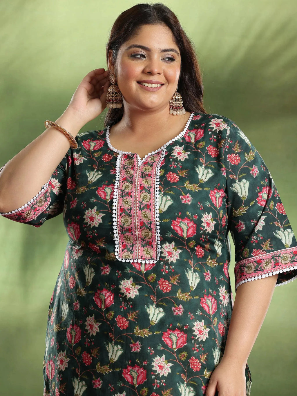 Midnight Bloom Cotton Kurta