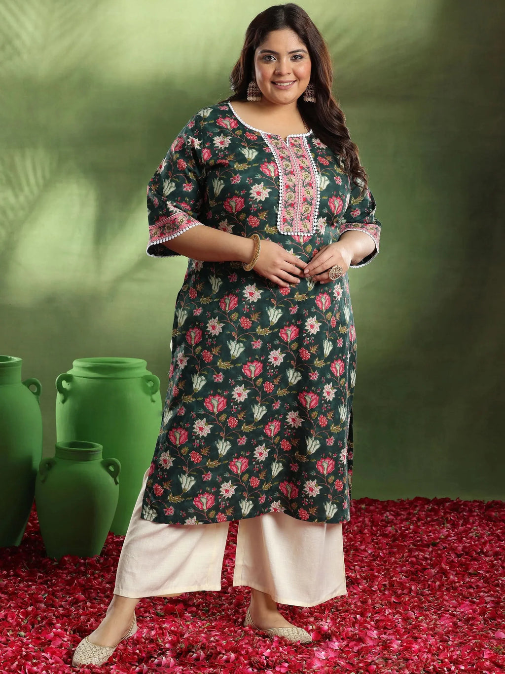 Midnight Bloom Cotton Kurta