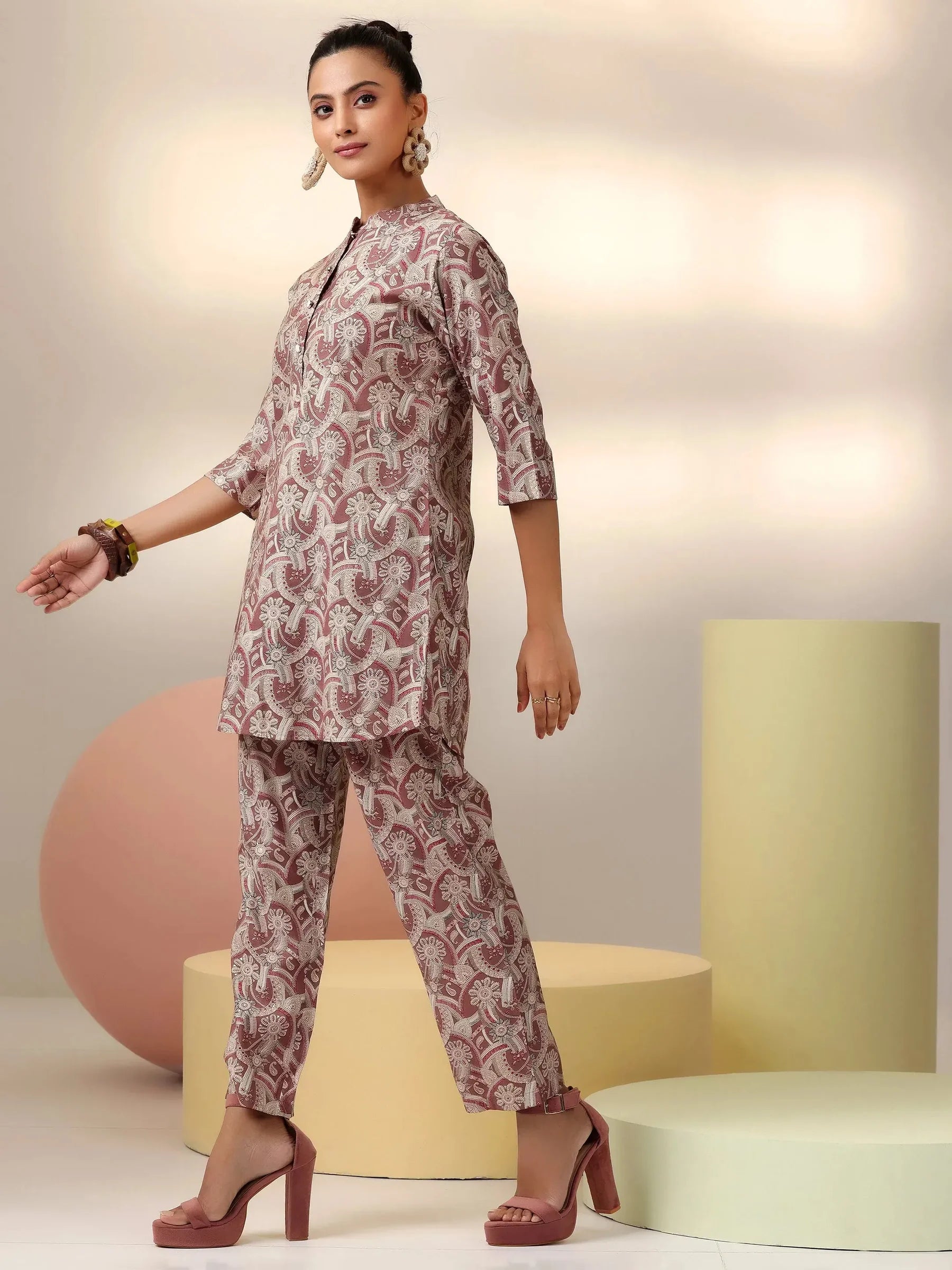 Meher Brown Silk Blend Co-ord Set