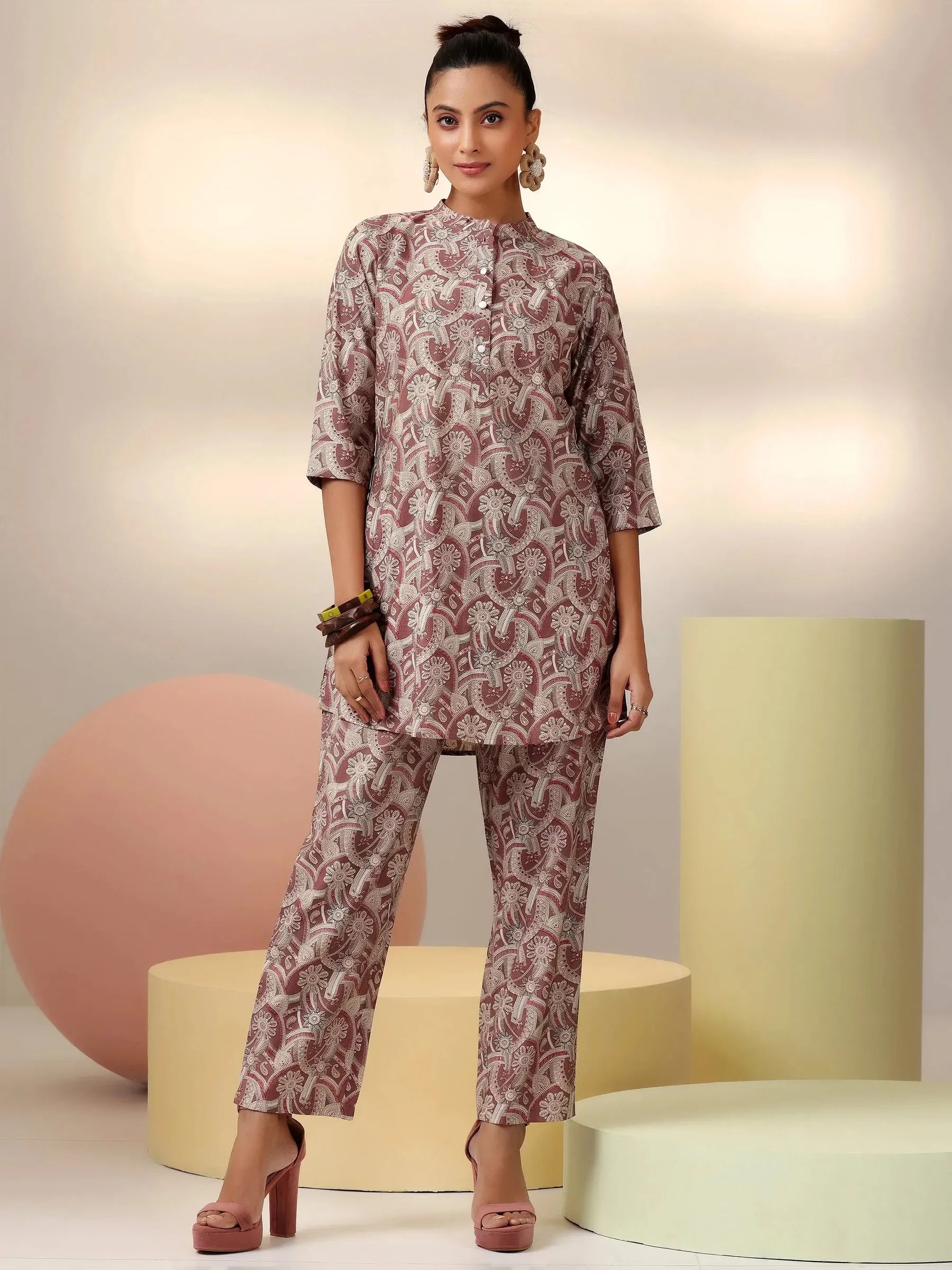 Meher Brown Silk Blend Co-ord Set