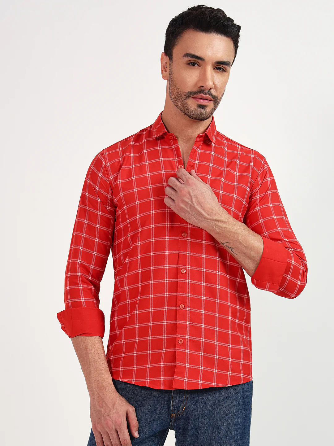 Dark Red Check Shirt