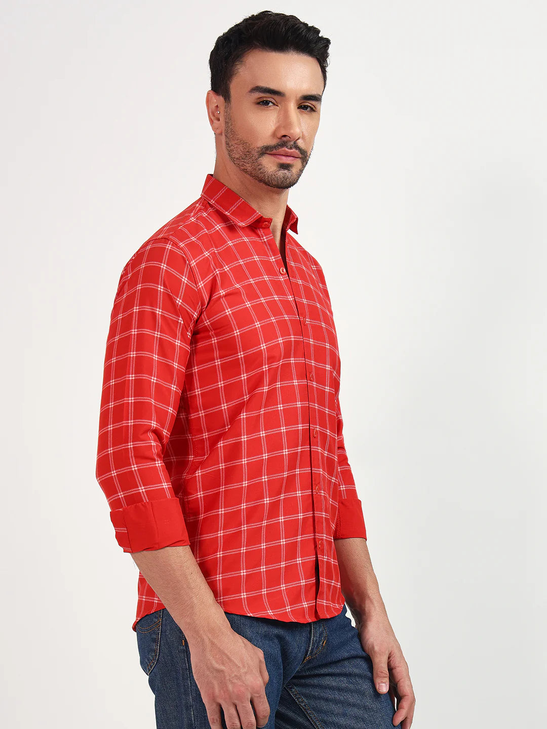 Dark Red Check Shirt