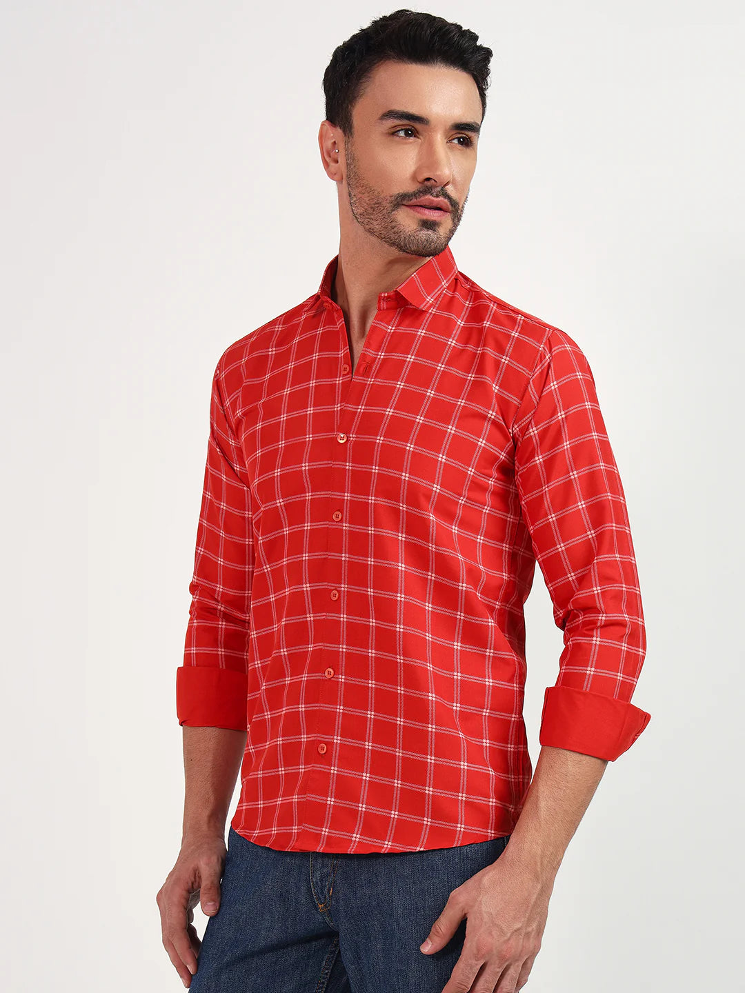 Dark Red Check Shirt