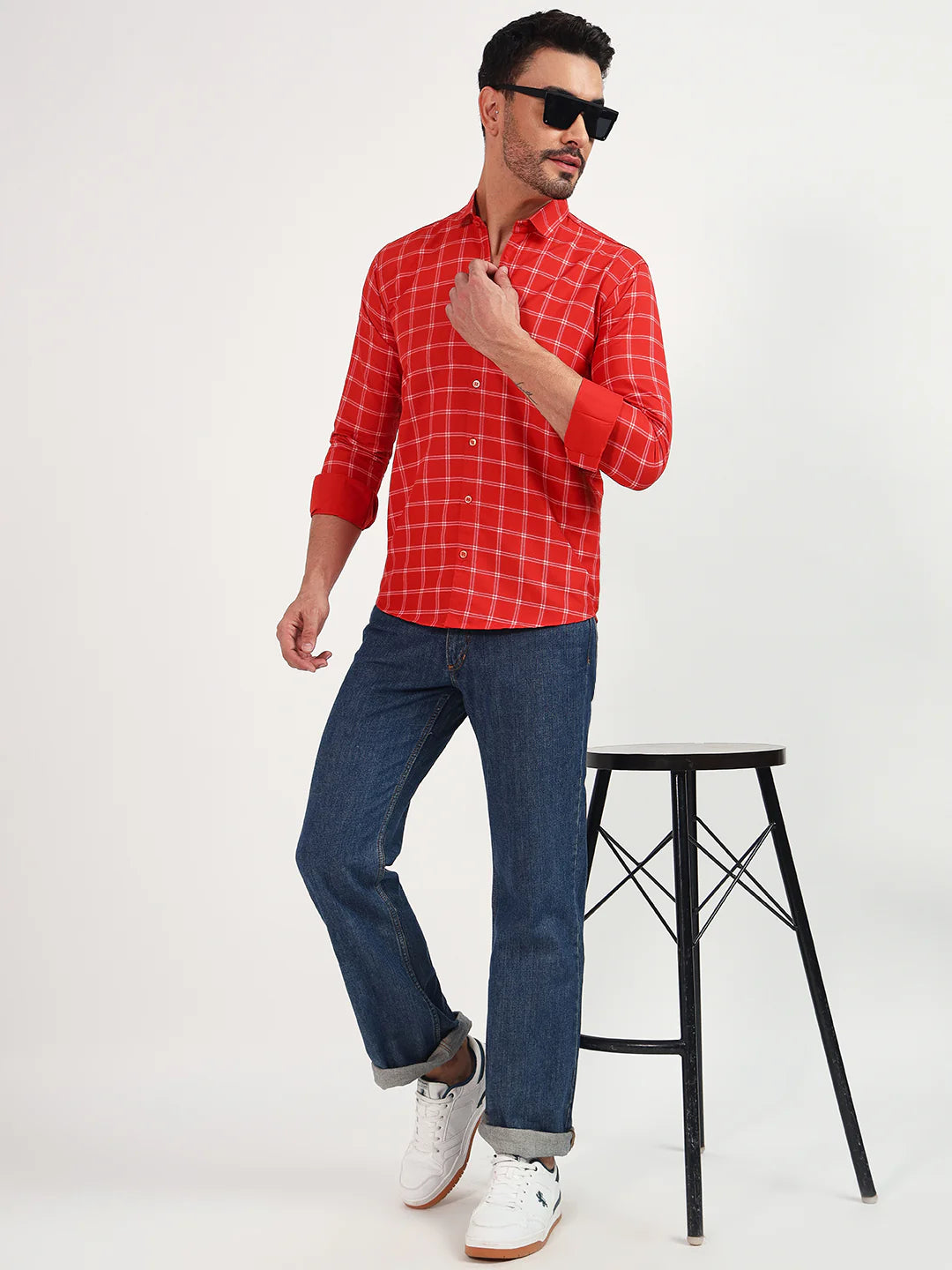 Dark Red Check Shirt