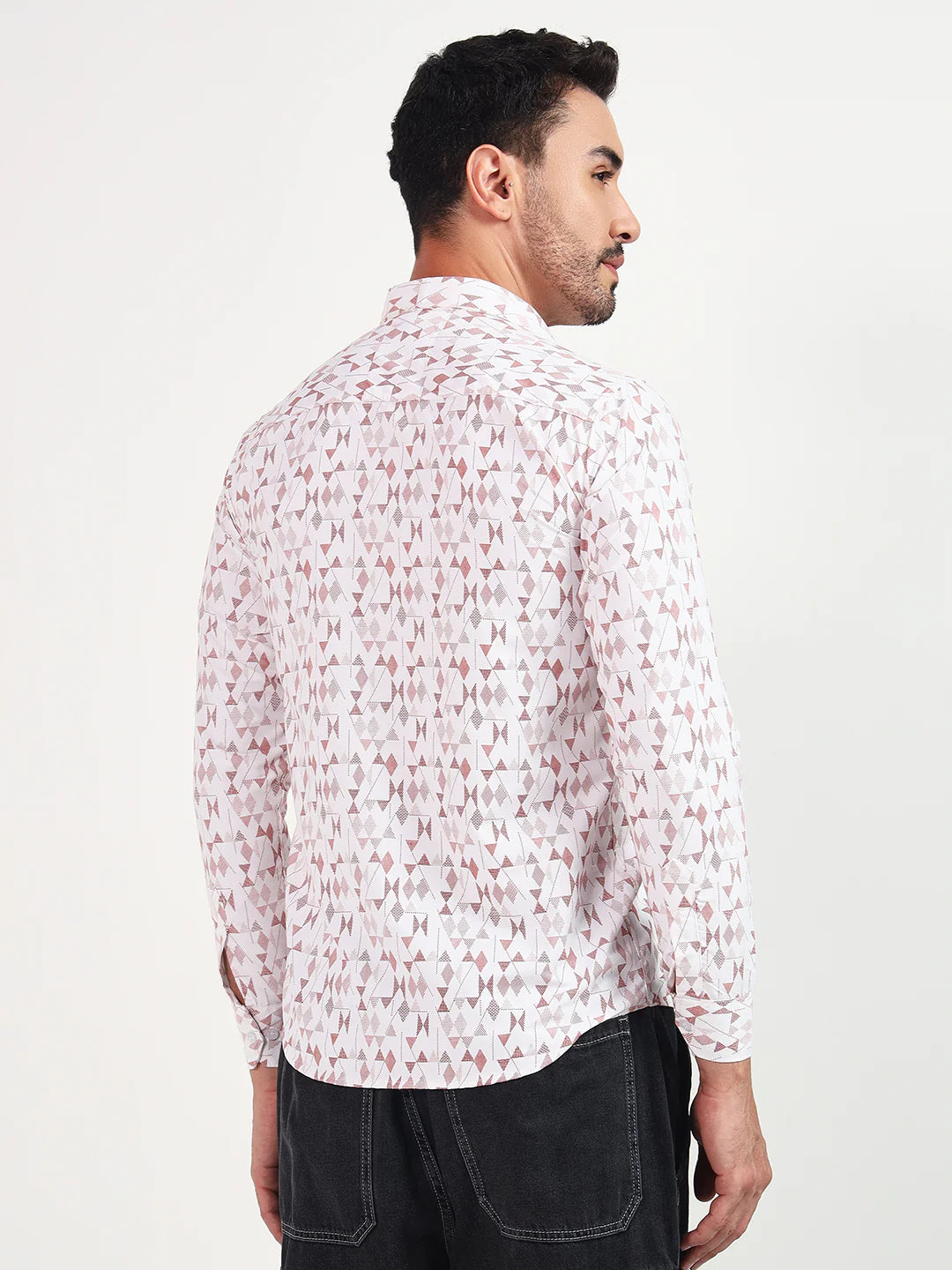 Printed Full Sleeves White Shirt