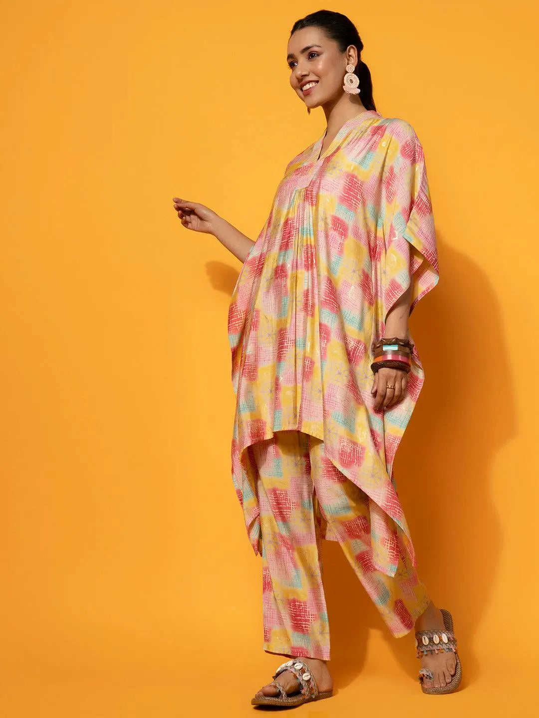 Inaaya Yellow Kaftan Kurta Set