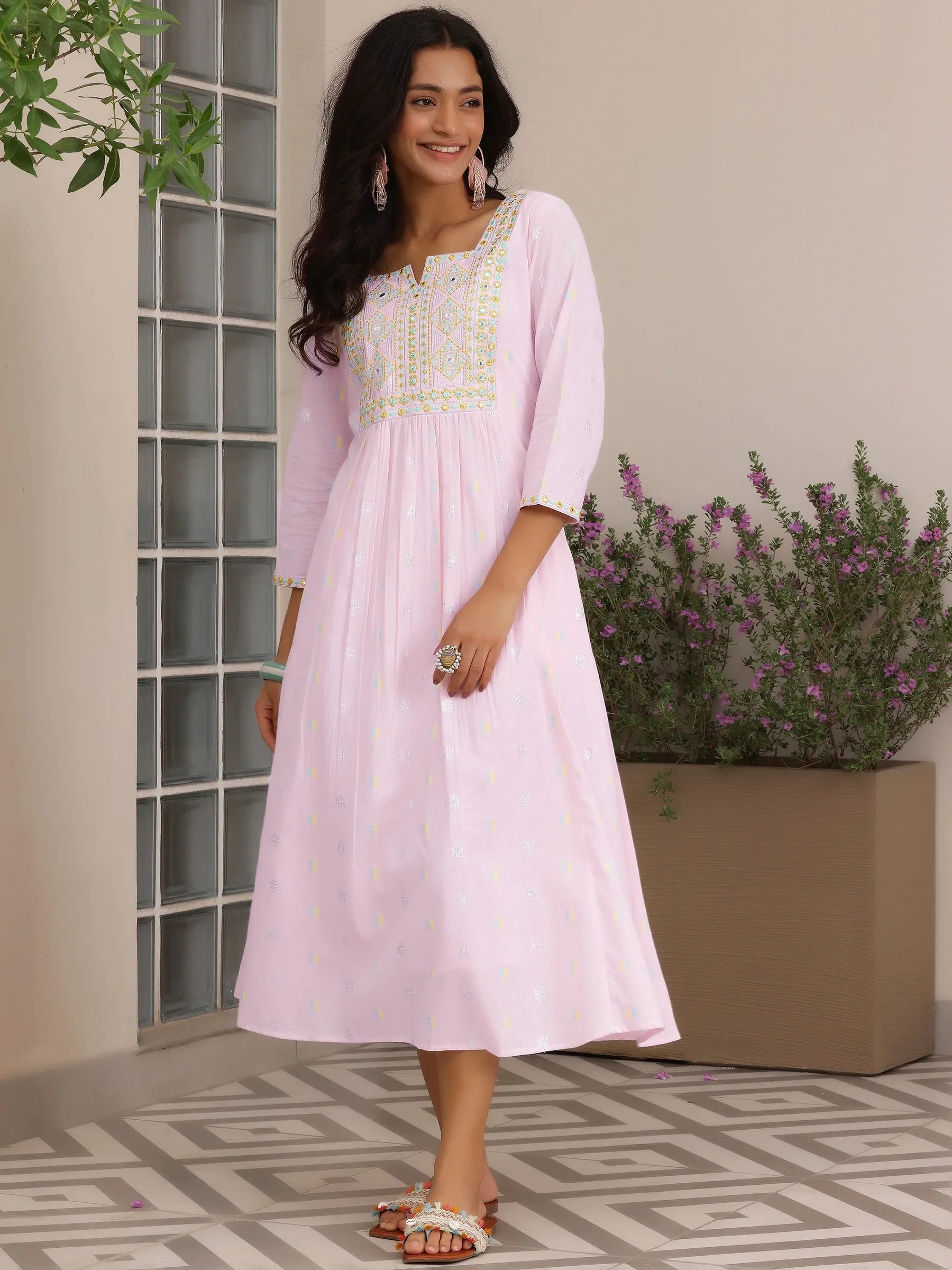 Blush Whisper Cotton A-Line Dress