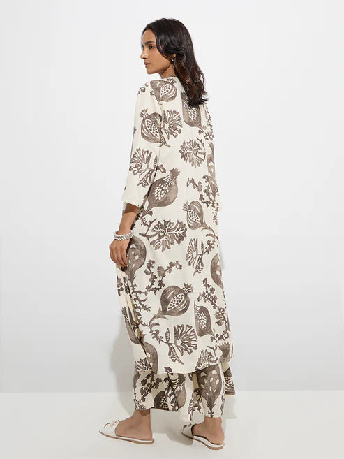 Noor Dark Grey Anar Motif A-Line Kurta