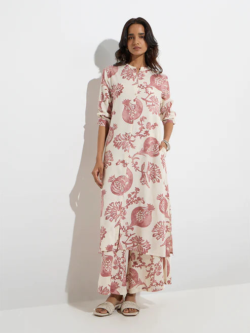 Gul Dusty Pink Anar Motif A-Line Kurta