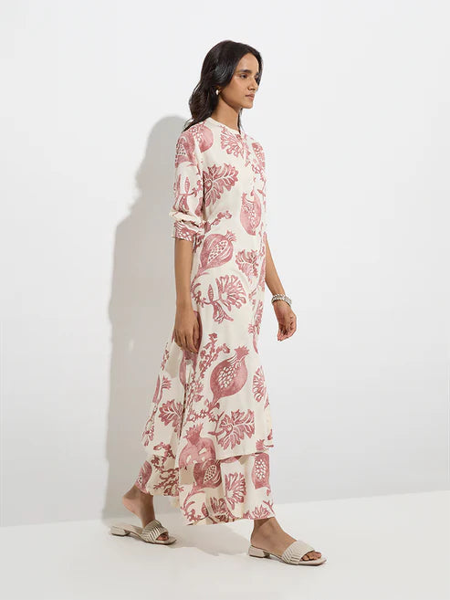 Gul Dusty Pink Anar Motif A-Line Kurta