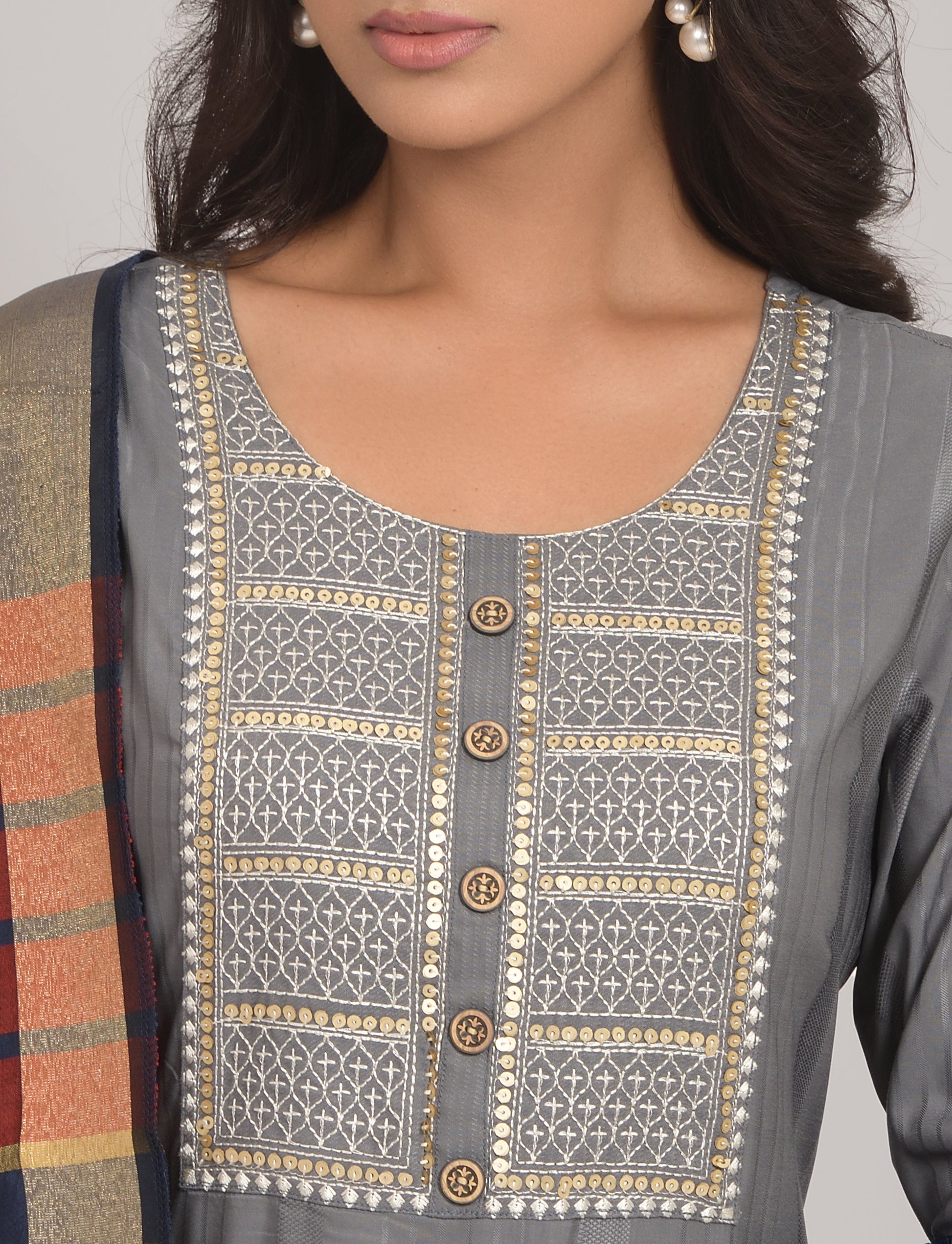 Viscose Rayon Kurta Set with Pant & Jacquard Dupatta