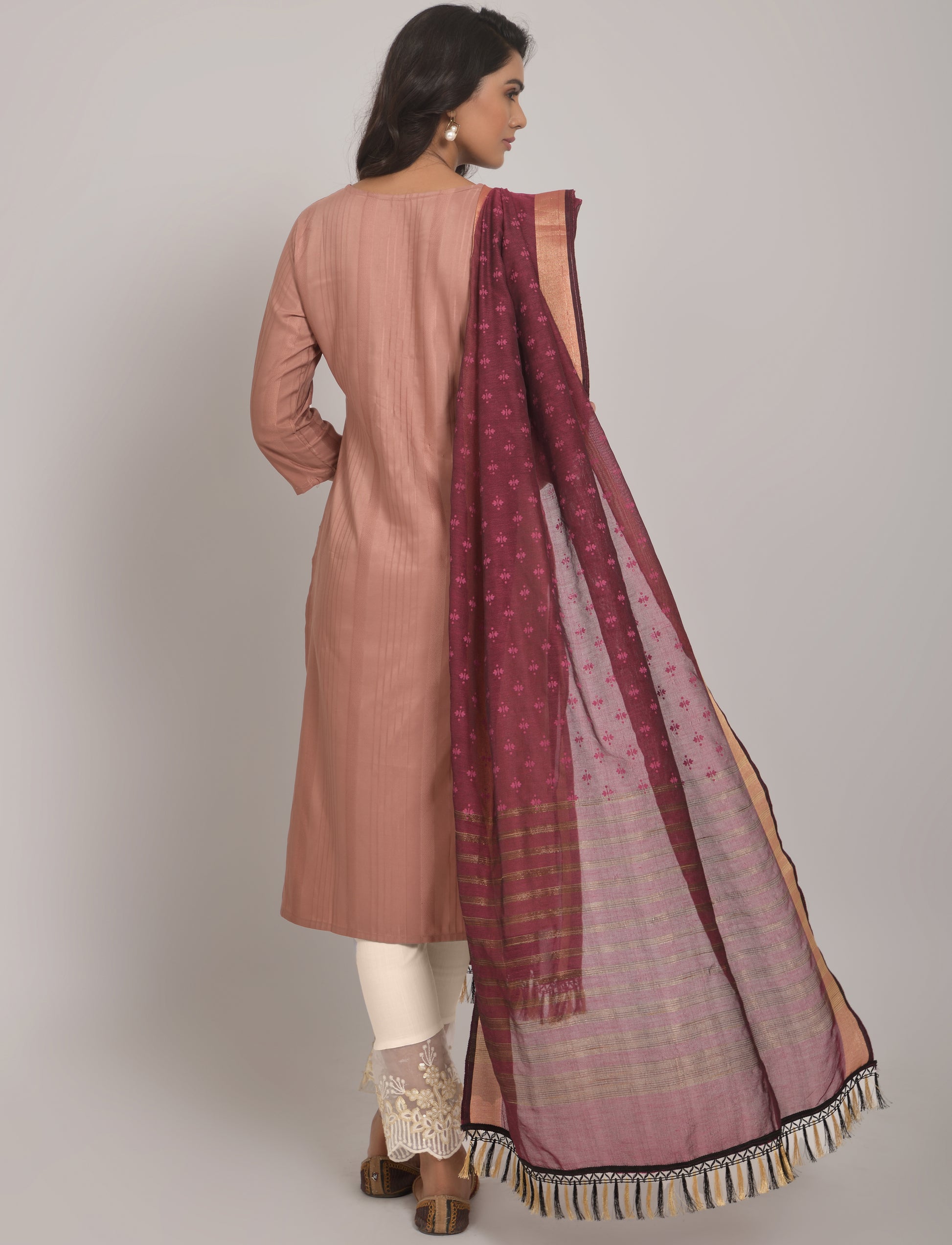 Maya Rayon Kurta Set with Pant & Jacquard Dupatta