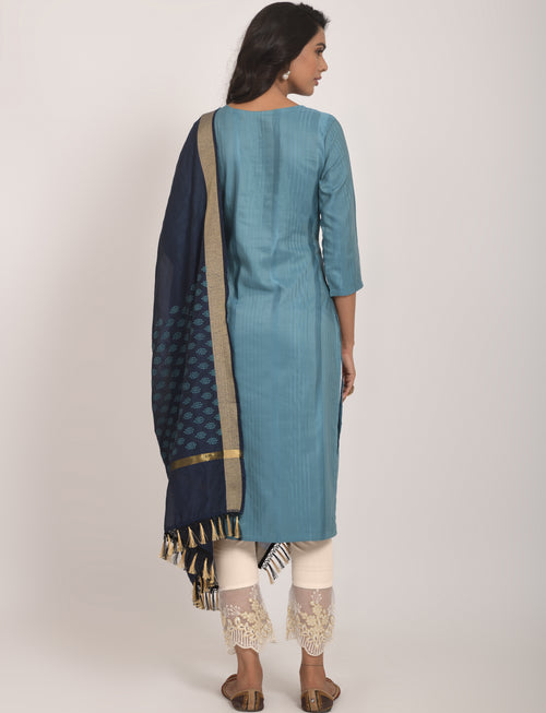 Aara Kurta Set with Pant & Jacquard Dupatta