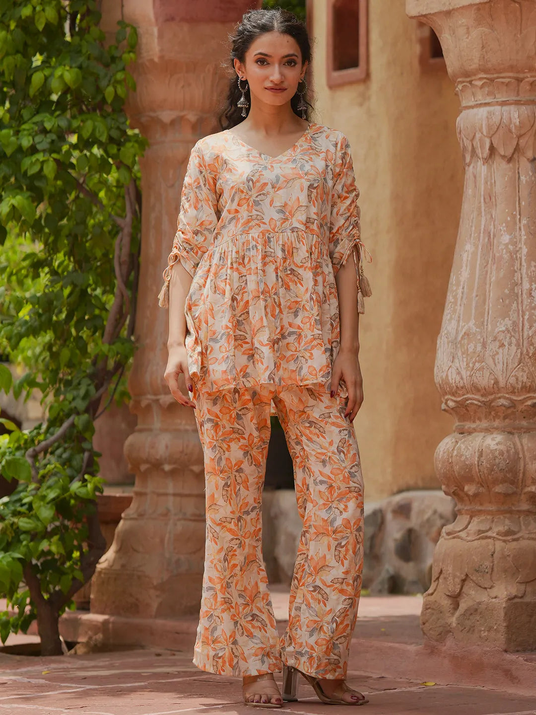 Ishya Orange Peplum Co-ord Set