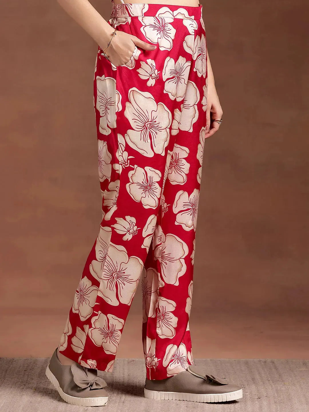 Ruhani Red Silk Blend Co-ord Set
