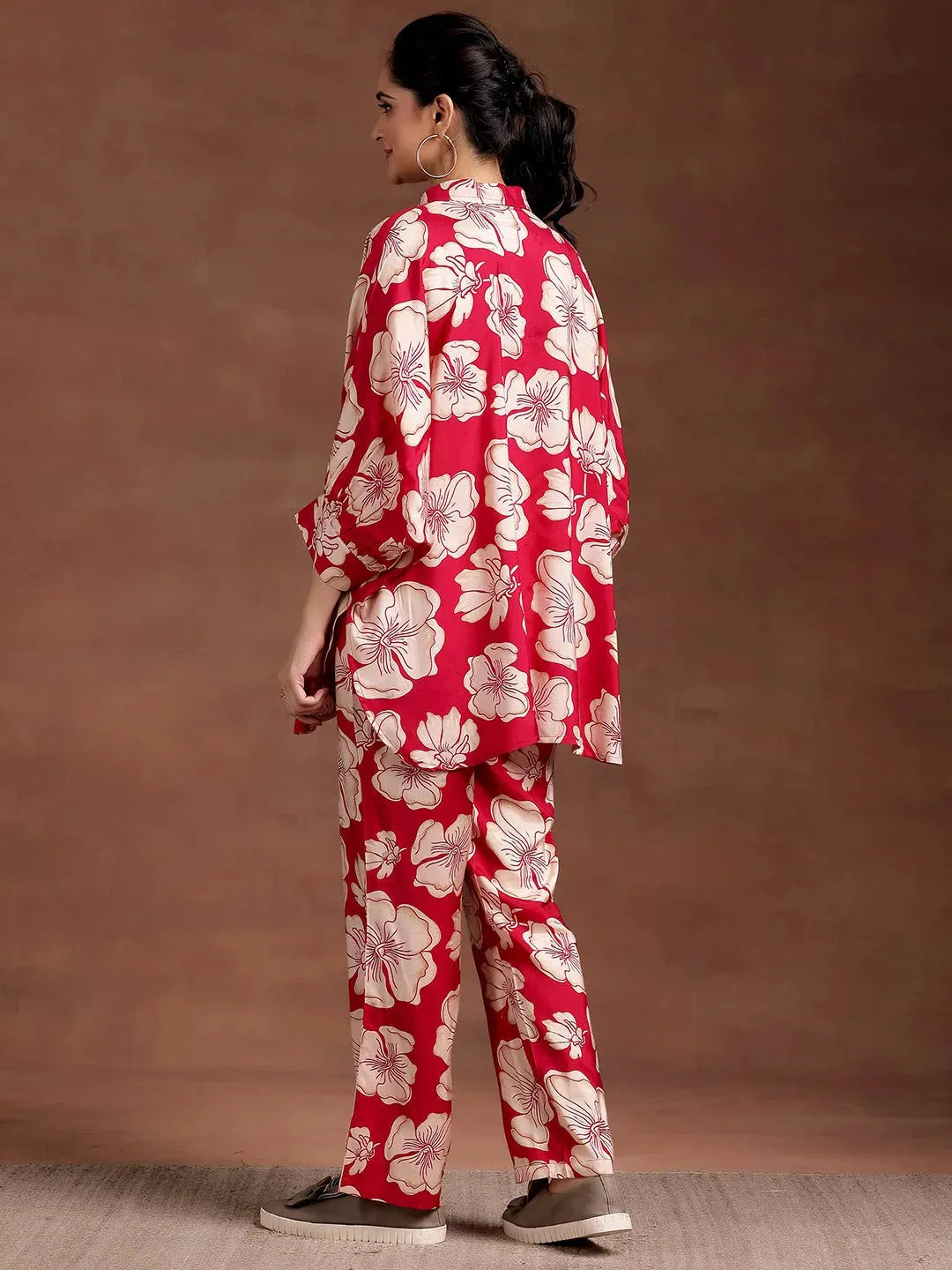 Ruhani Red Silk Blend Co-ord Set