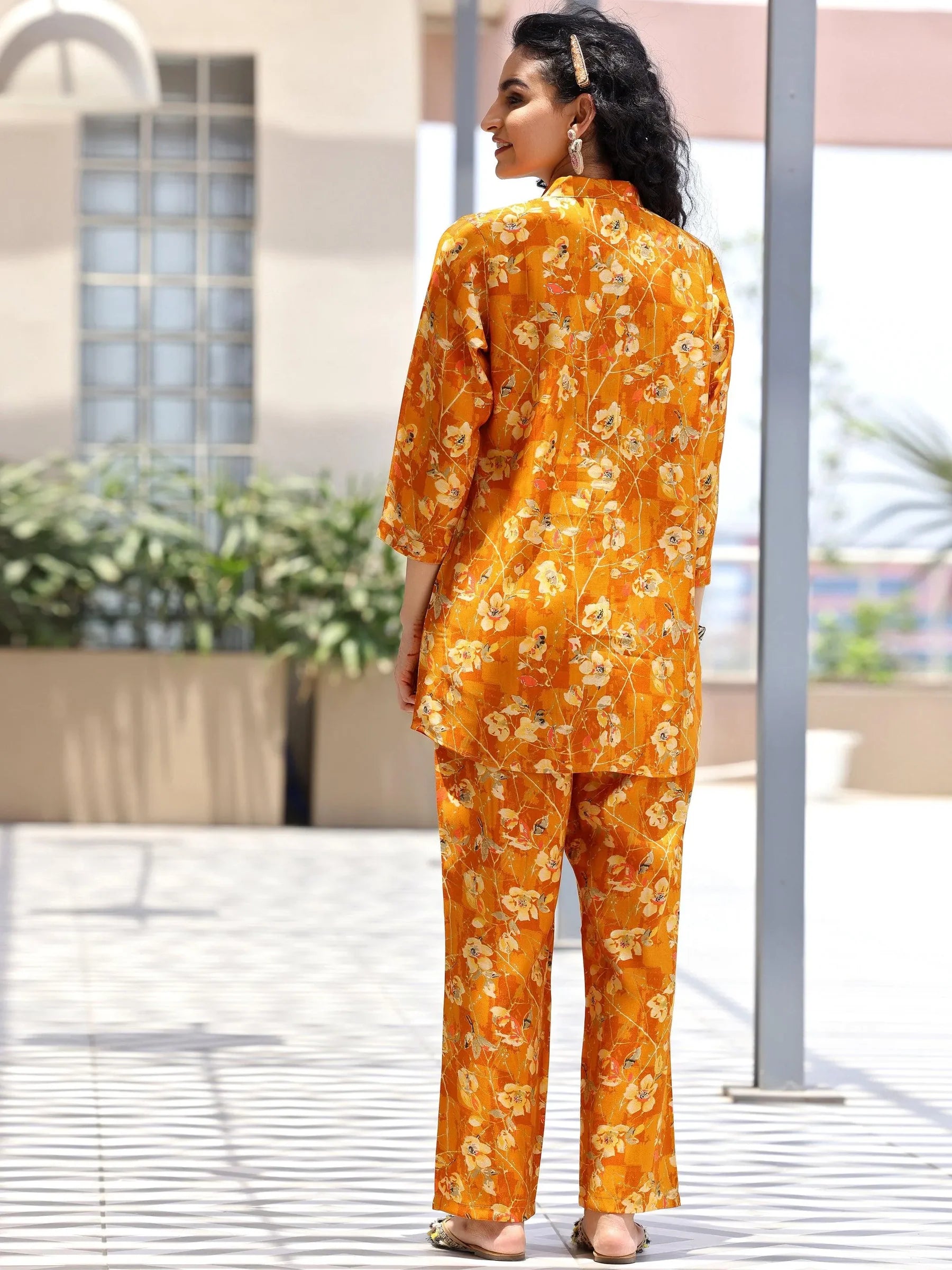 Zehra Mustard Silk Blend Co-ord Set