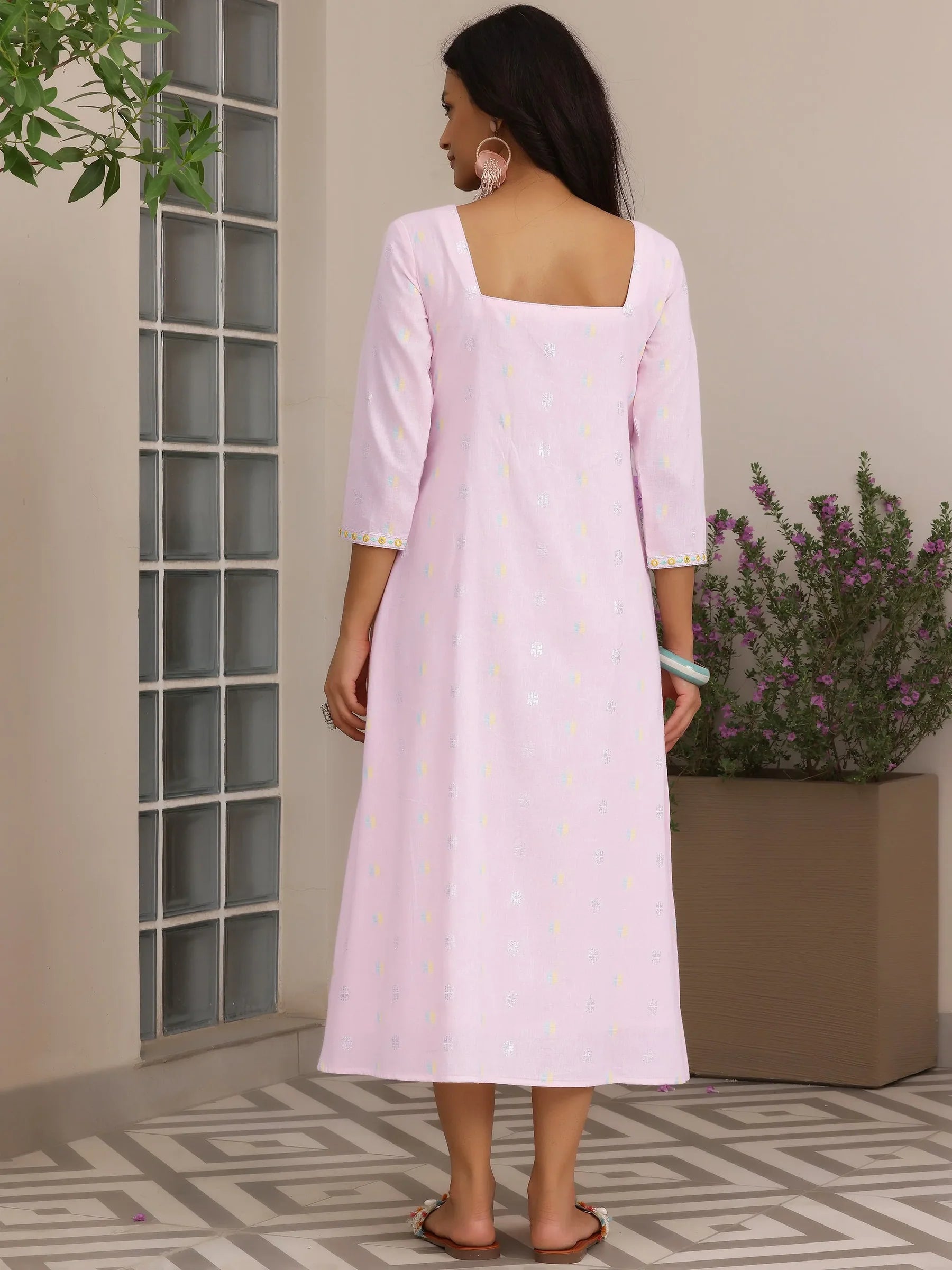 Blush Whisper Cotton A-Line Dress
