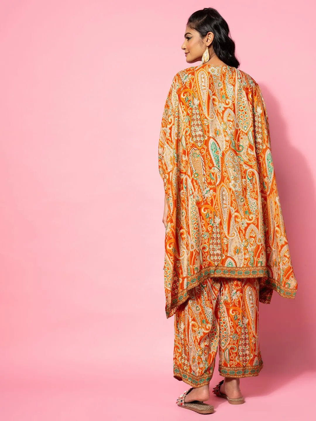 Amaira Orange Silk Blend Co-ord Set