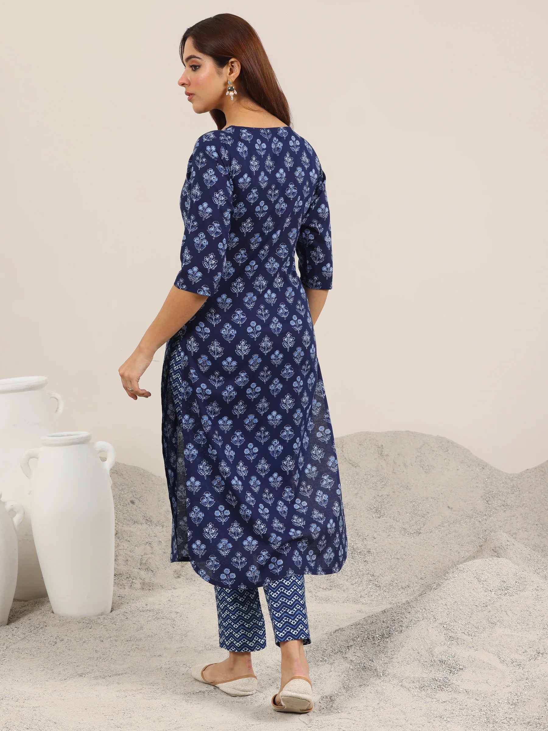 Neel Ajrakh Duet Set (Blue)