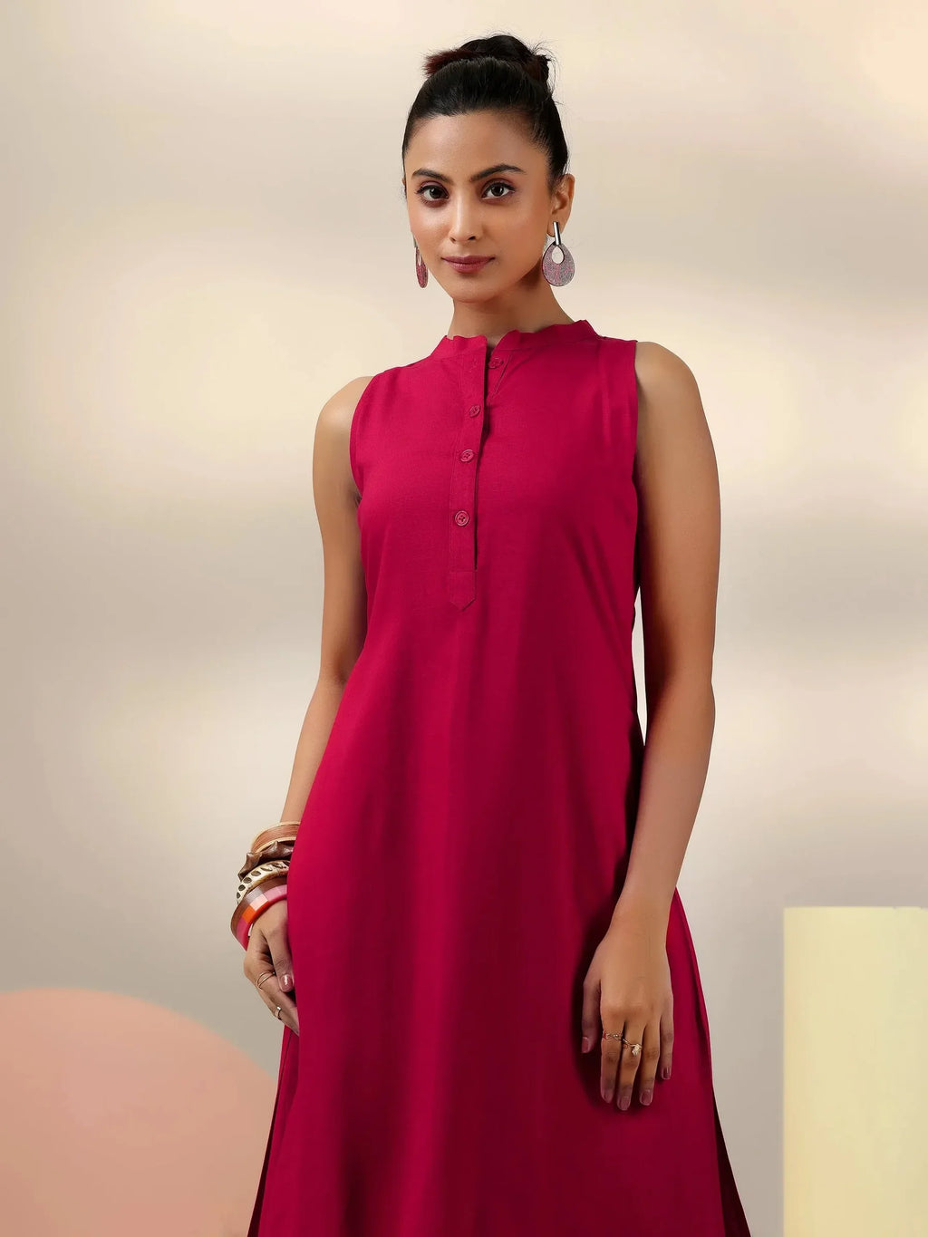 Amaira Red Sleeveless Cotton Blend Co-ord Set
