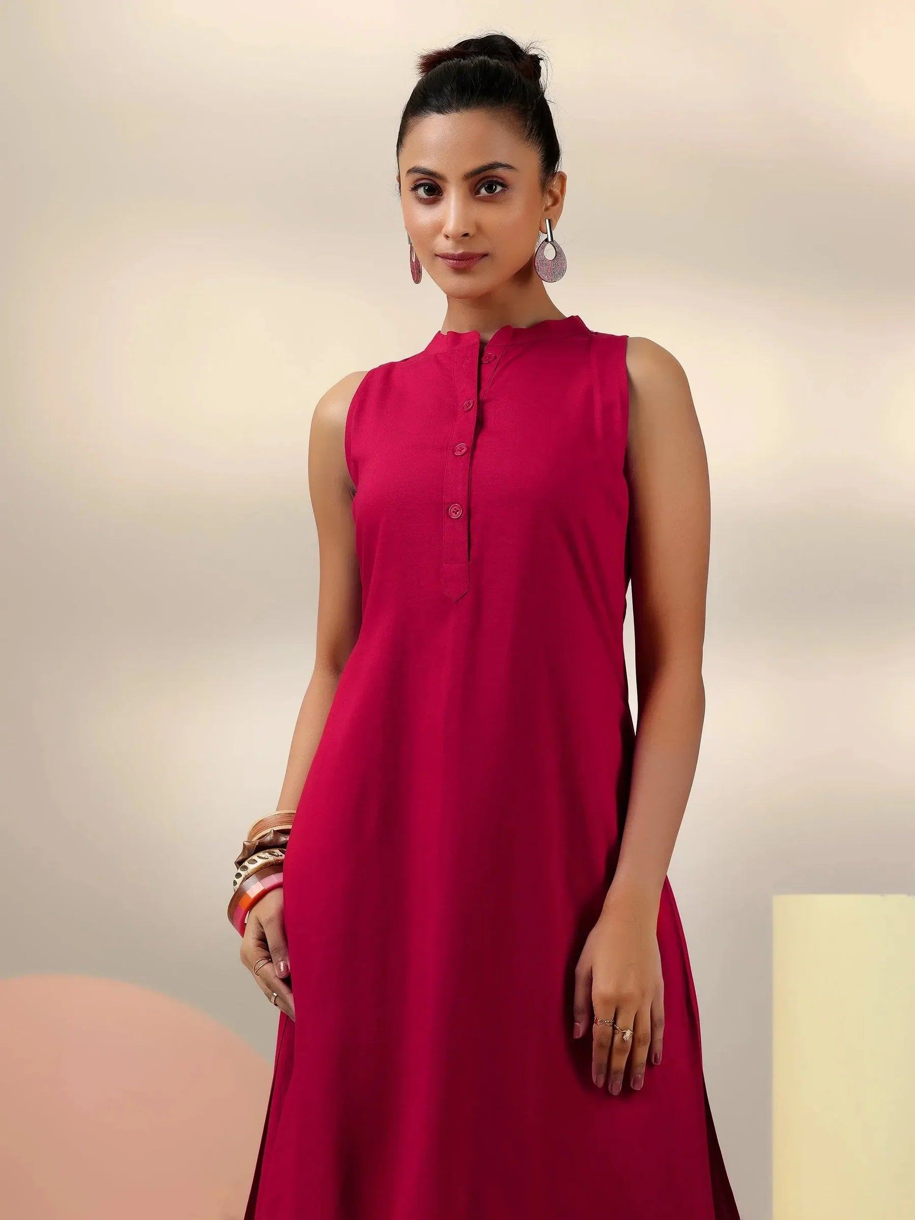 Amaira Red Sleeveless Cotton Blend Co-ord Set