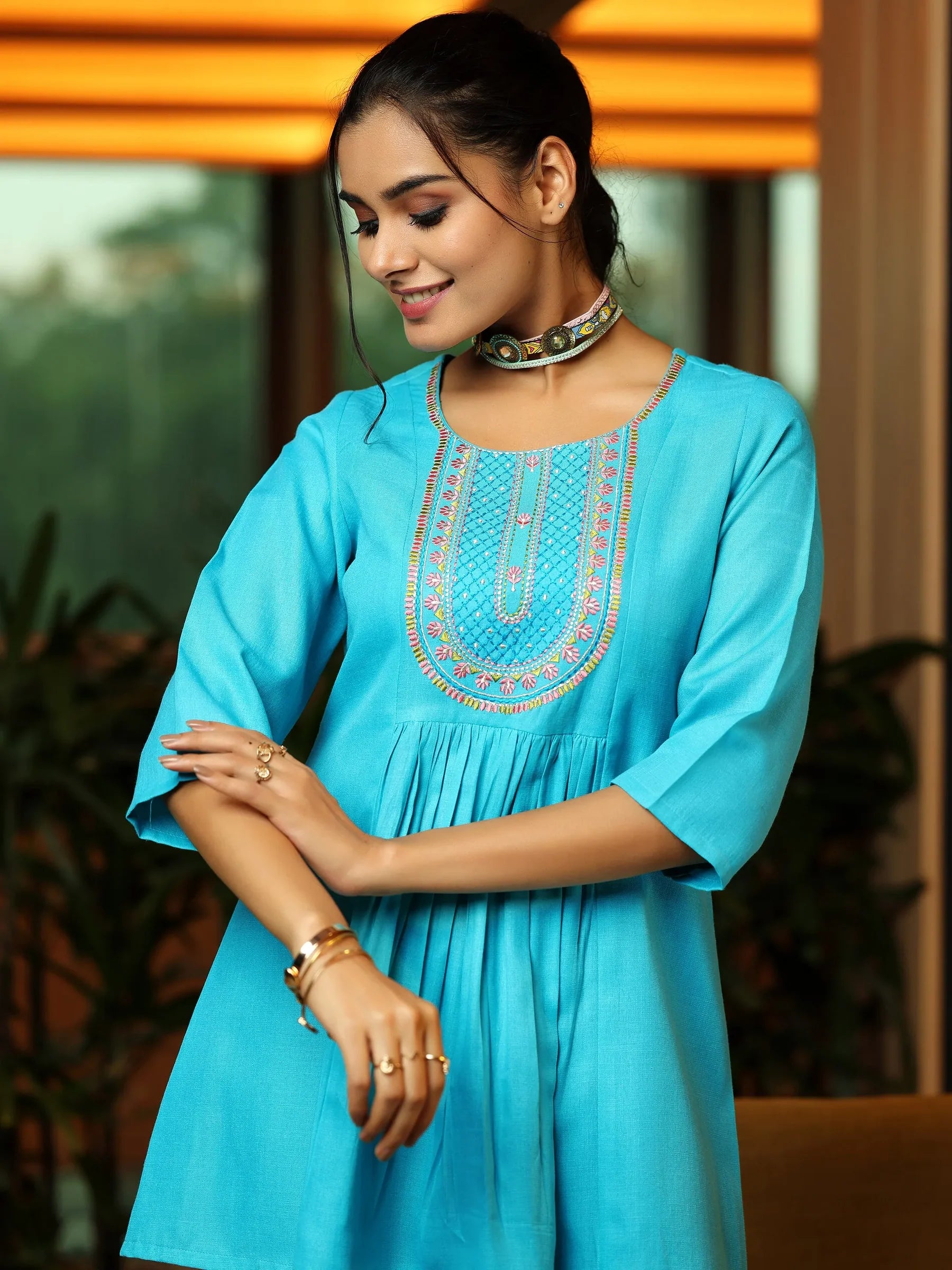 Ocean Bloom A-Line Kurti