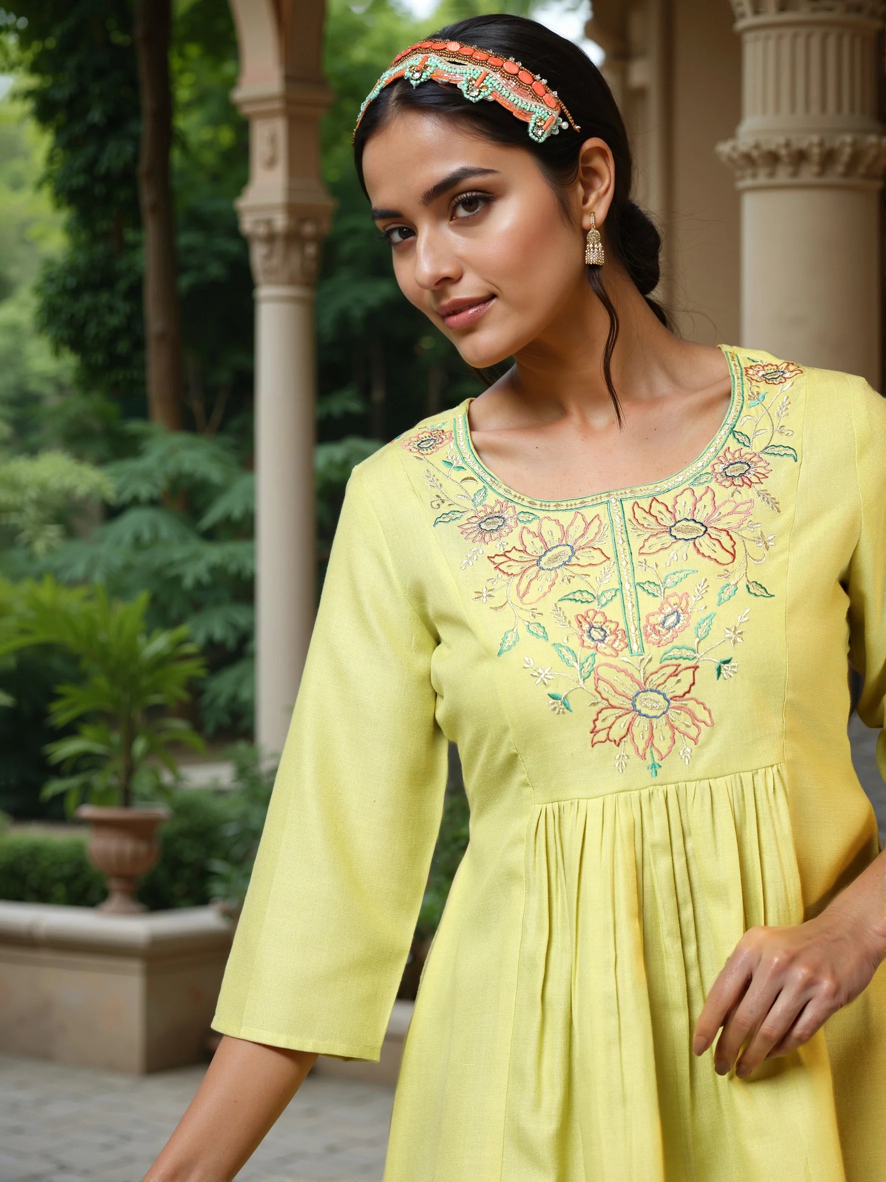 Citrus Glow A-Line Kurti