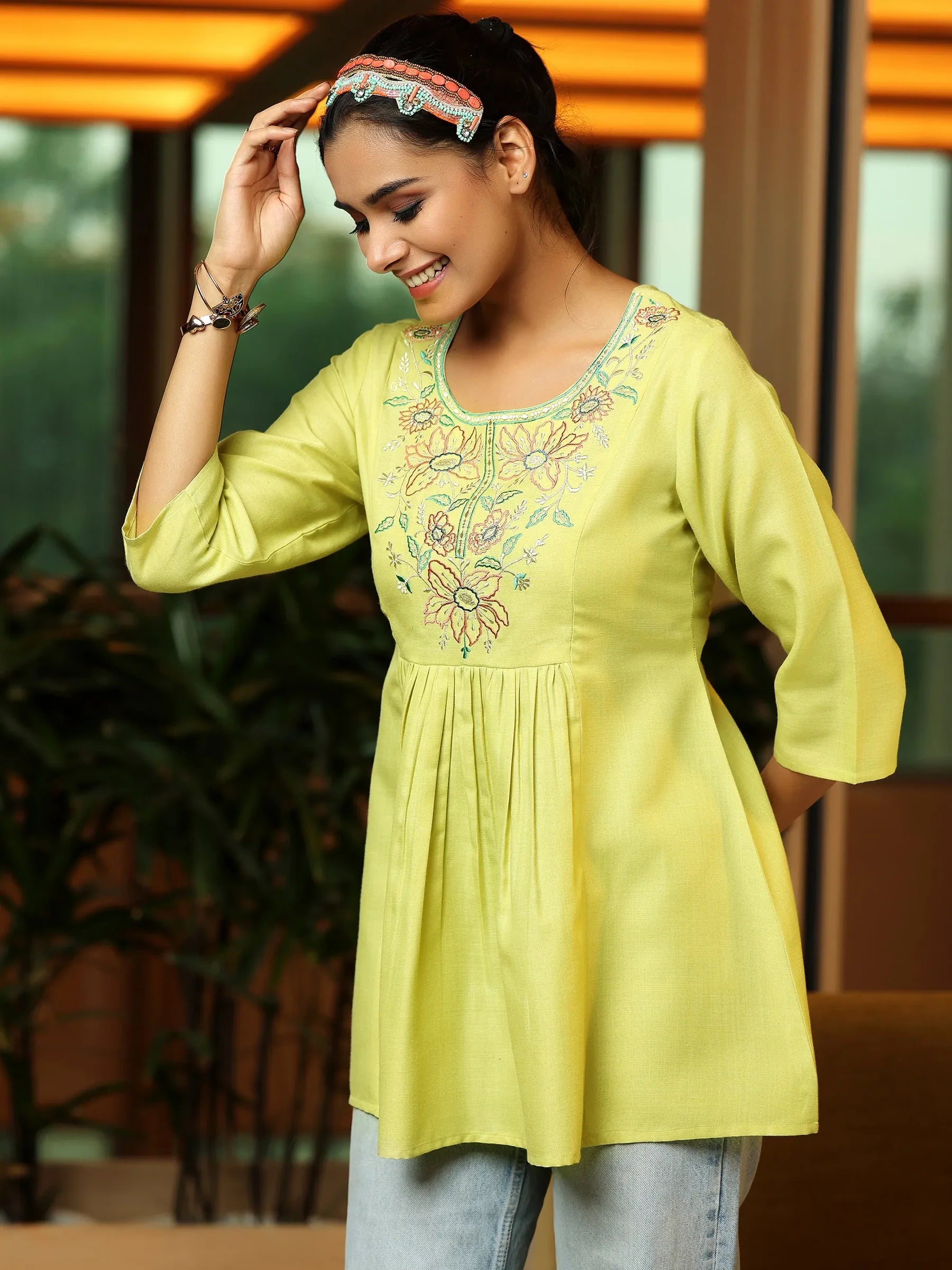 Citrus Glow A-Line Kurti