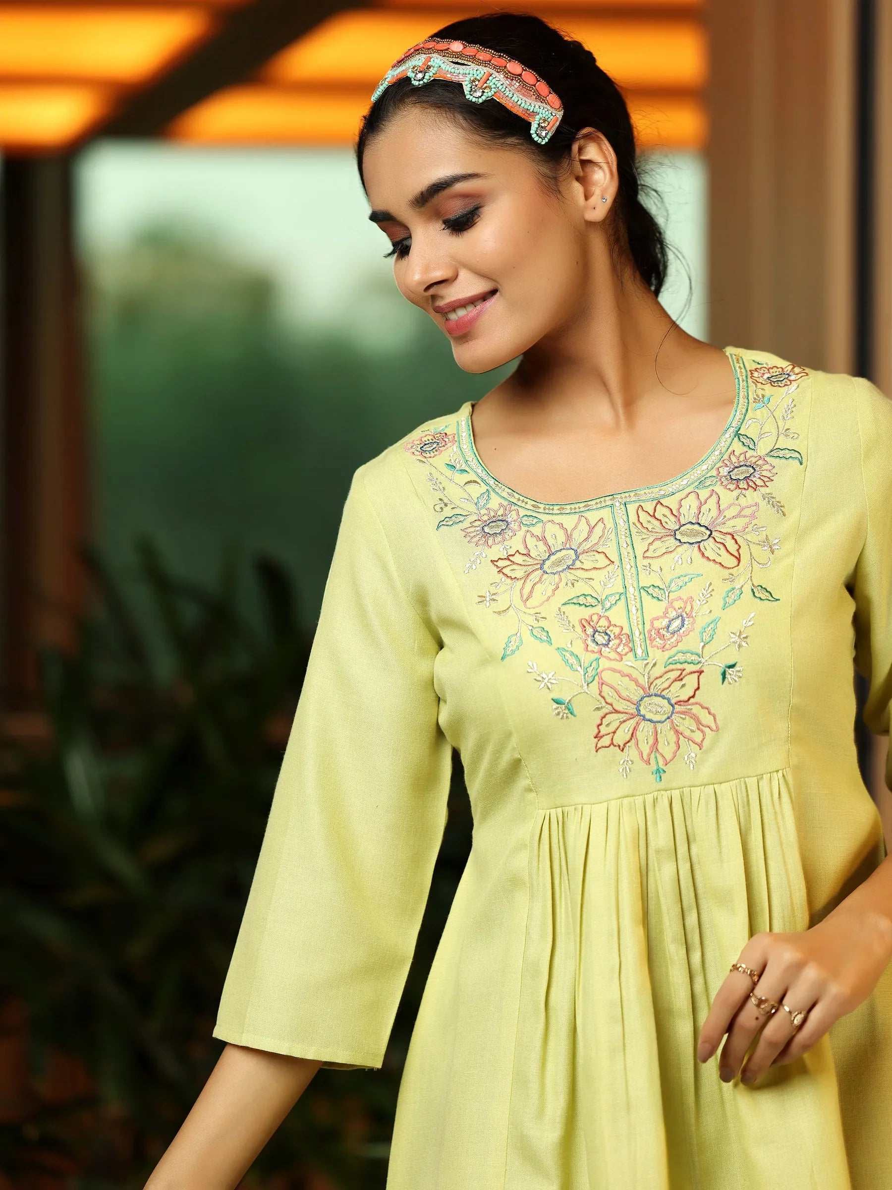 Citrus Glow A-Line Kurti