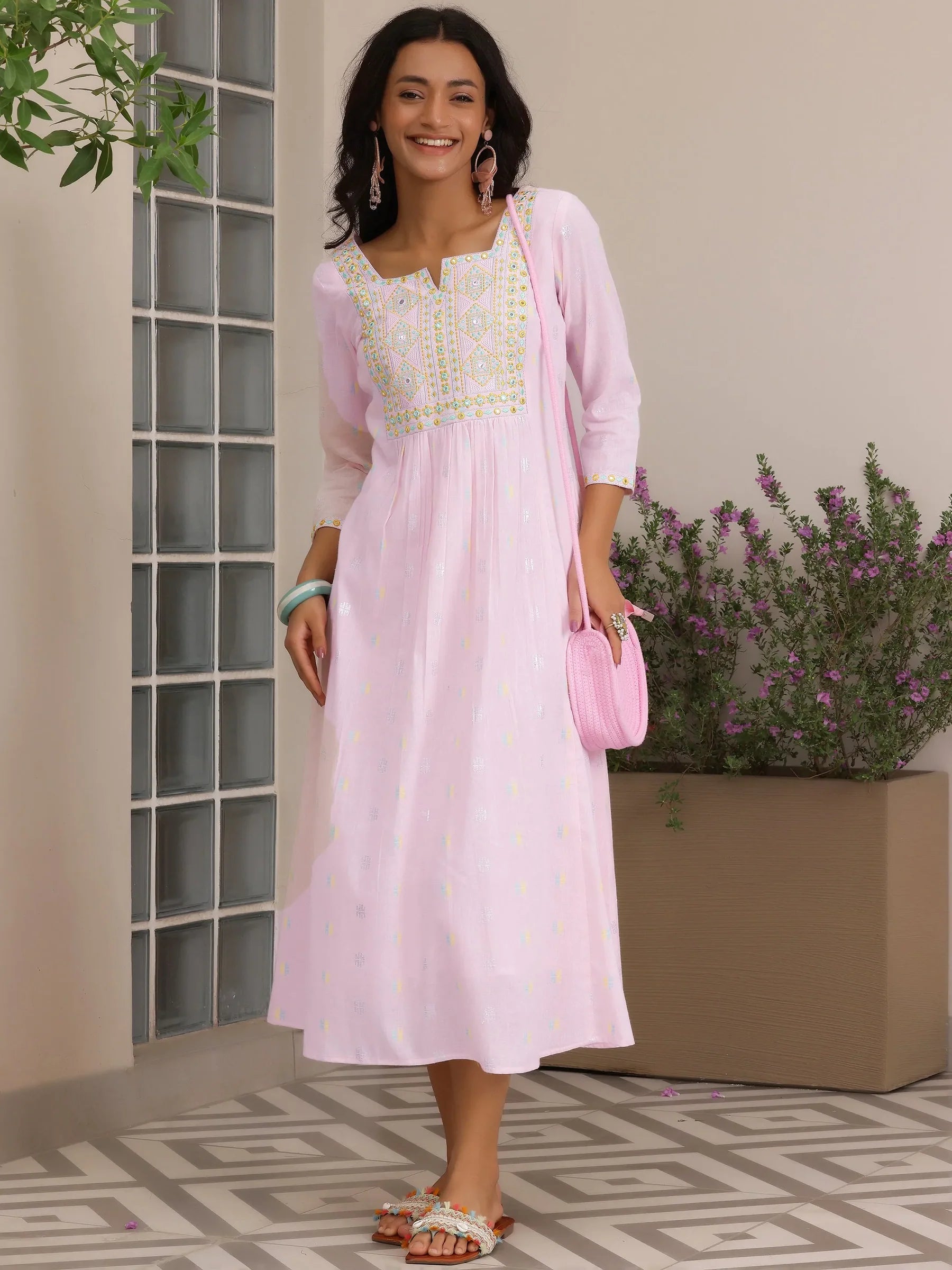 Blush Whisper Cotton A-Line Dress