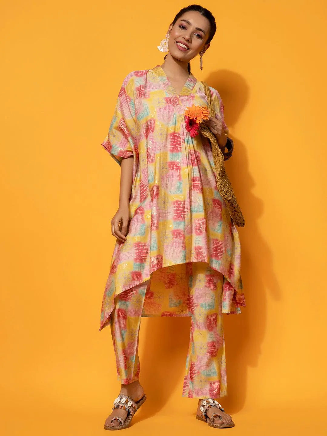 Inaaya Yellow Kaftan Kurta Set