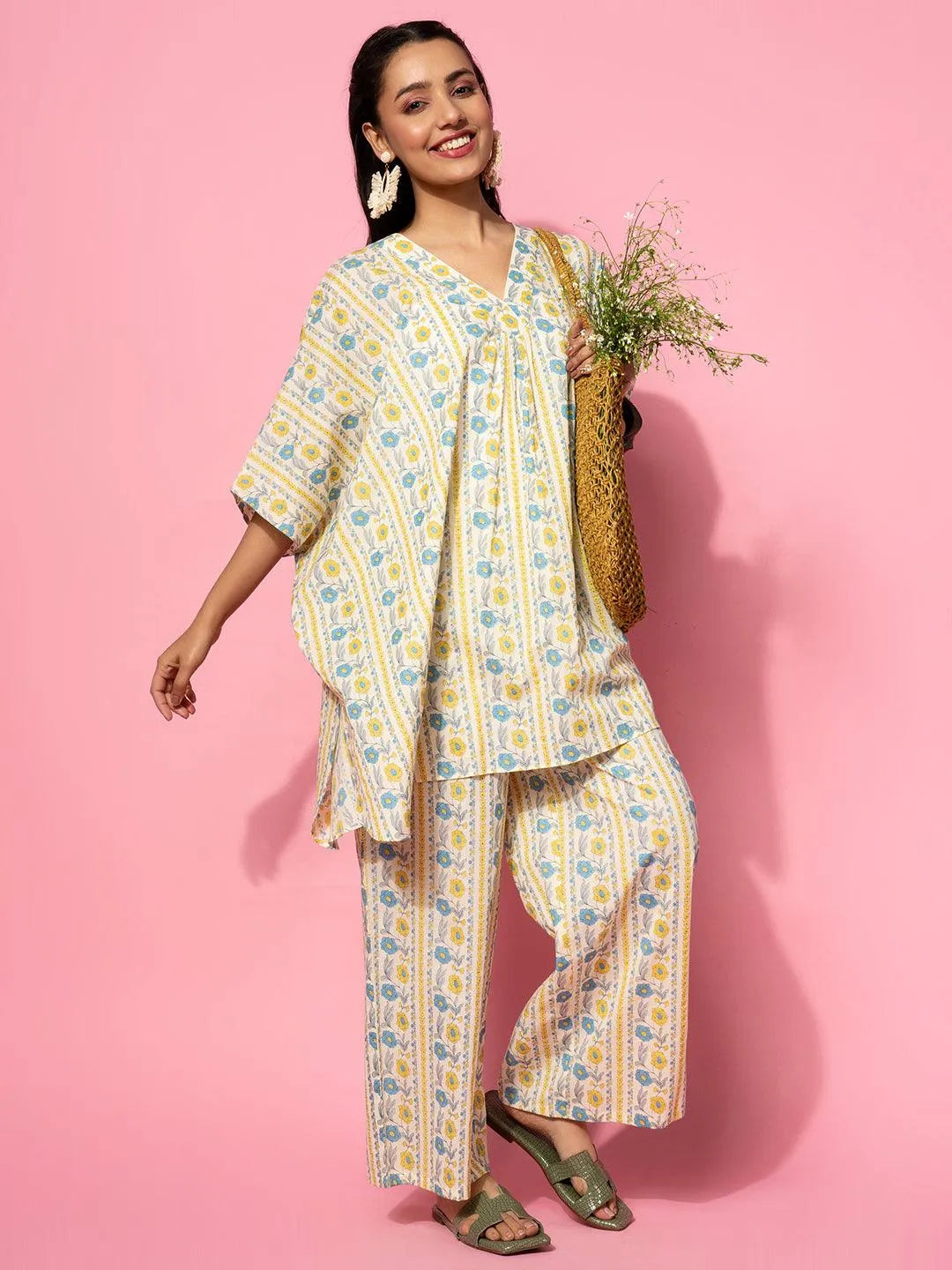 Amaira Cream Kaftan Co-ord Set