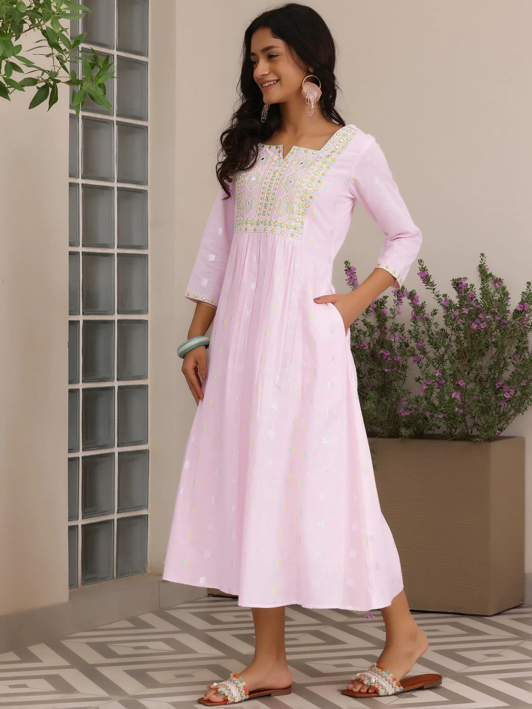 Blush Whisper Cotton A-Line Dress