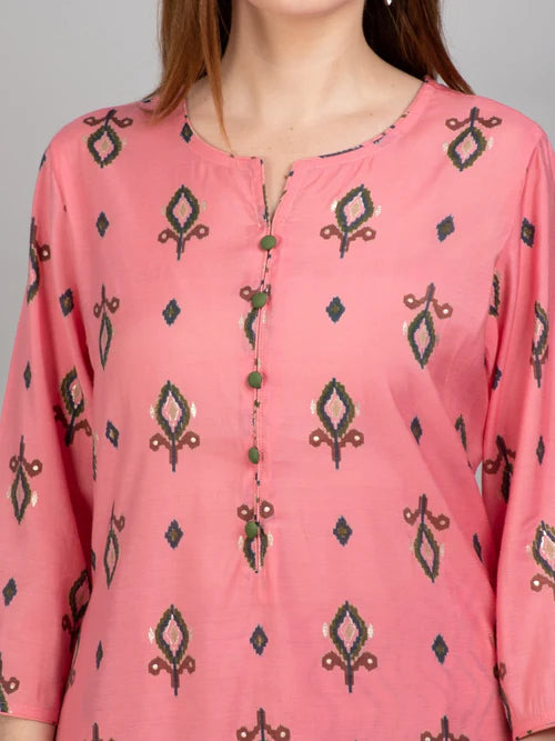 Rooh Pink Geometric Kurta Set with Dupatta