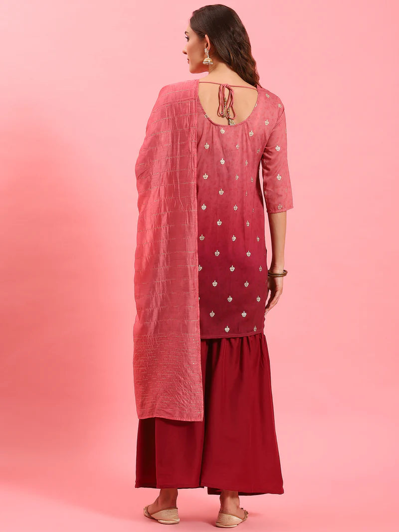 Nayra Pink Ornamental Kurta Sharara Set