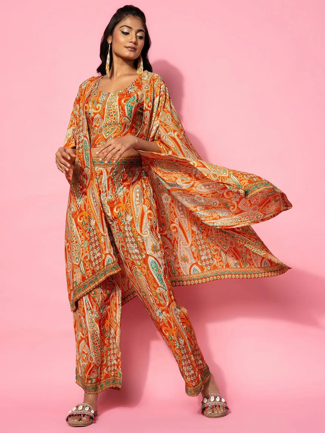 Amaira Orange Silk Blend Co-ord Set