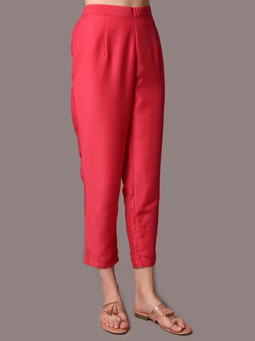 Fuchsia Ornamental Printed Kurta with Trouser Set