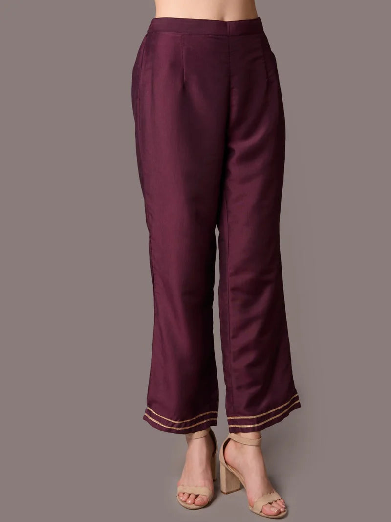Purple Ornamental Print Kurta with Comfort Pants
