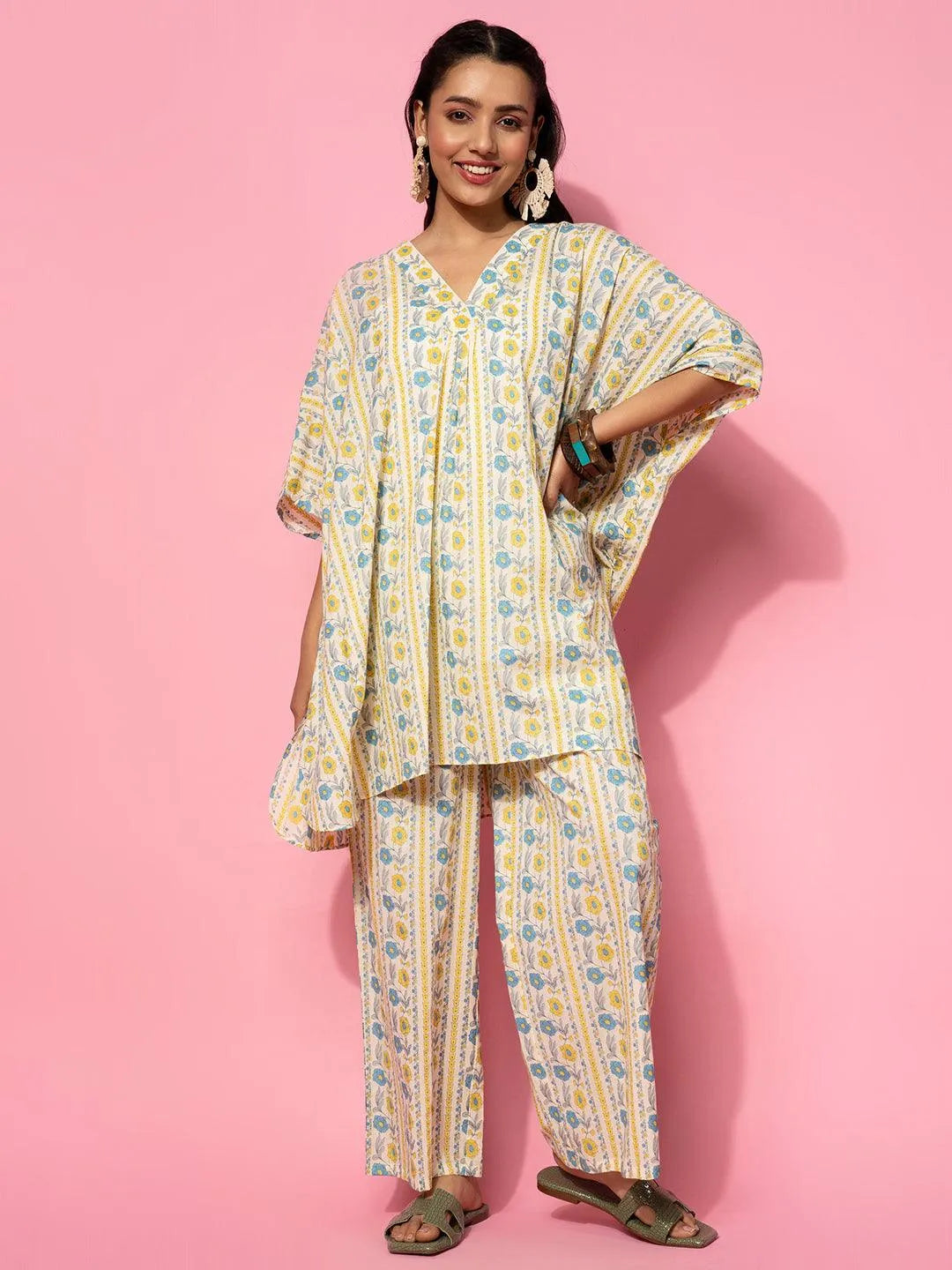 Amaira Cream Kaftan Co-ord Set