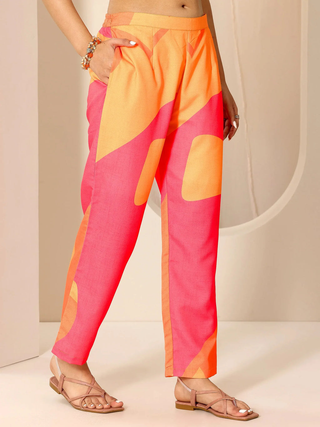 Nayra Orange-Pink Printed Kurta Set