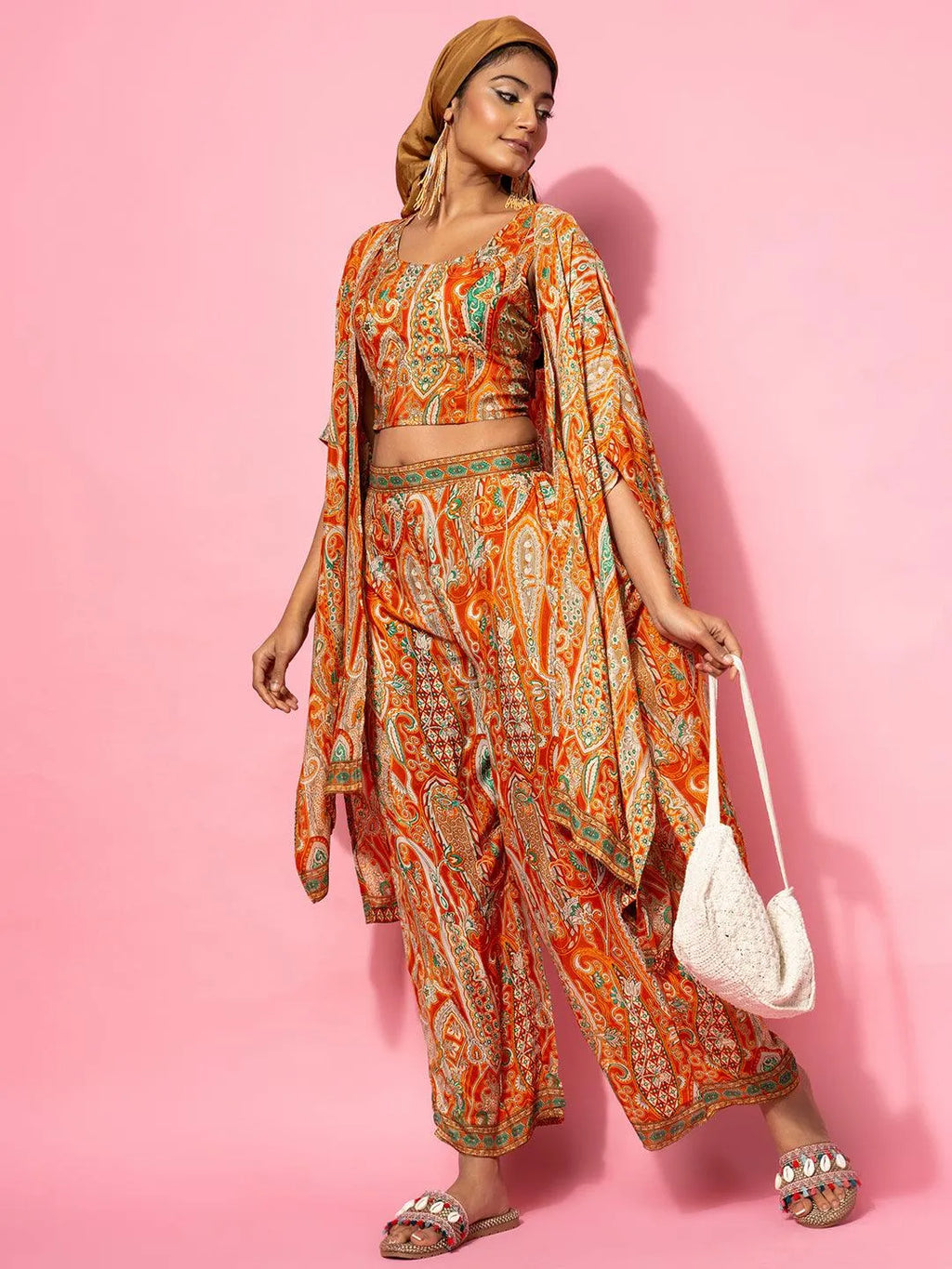 Amaira Orange Silk Blend Co-ord Set