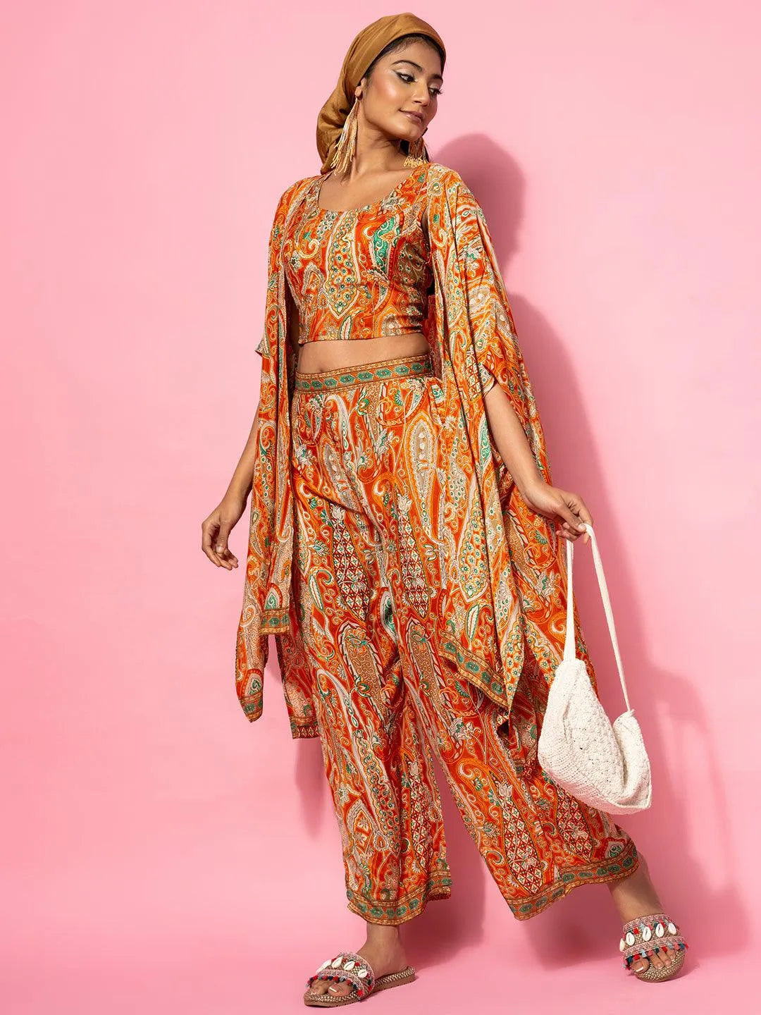 Amaira Orange Silk Blend Co-ord Set
