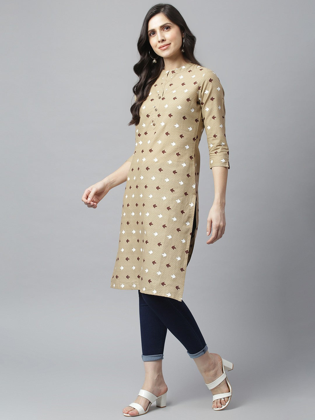 Arrow Beige Embroidered Cotton Set