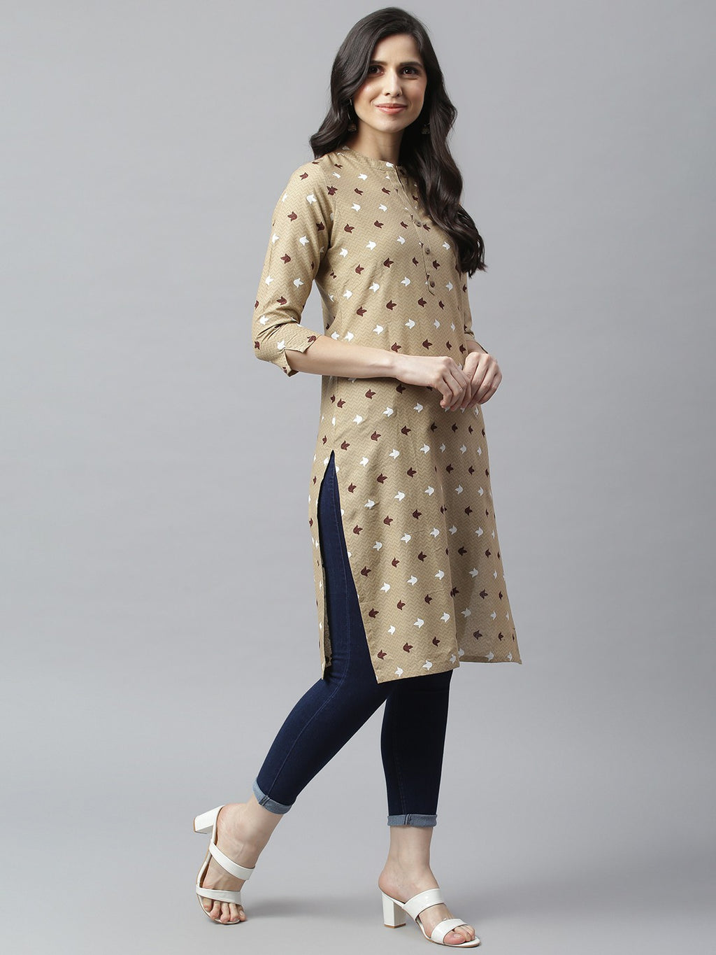 Arrow Beige Embroidered Cotton Set
