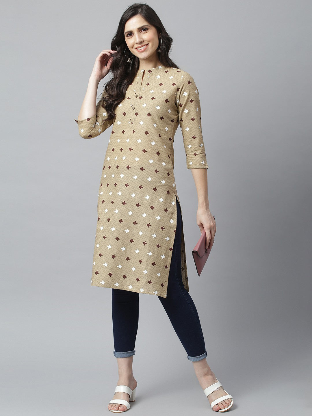 Arrow Beige Embroidered Cotton Set
