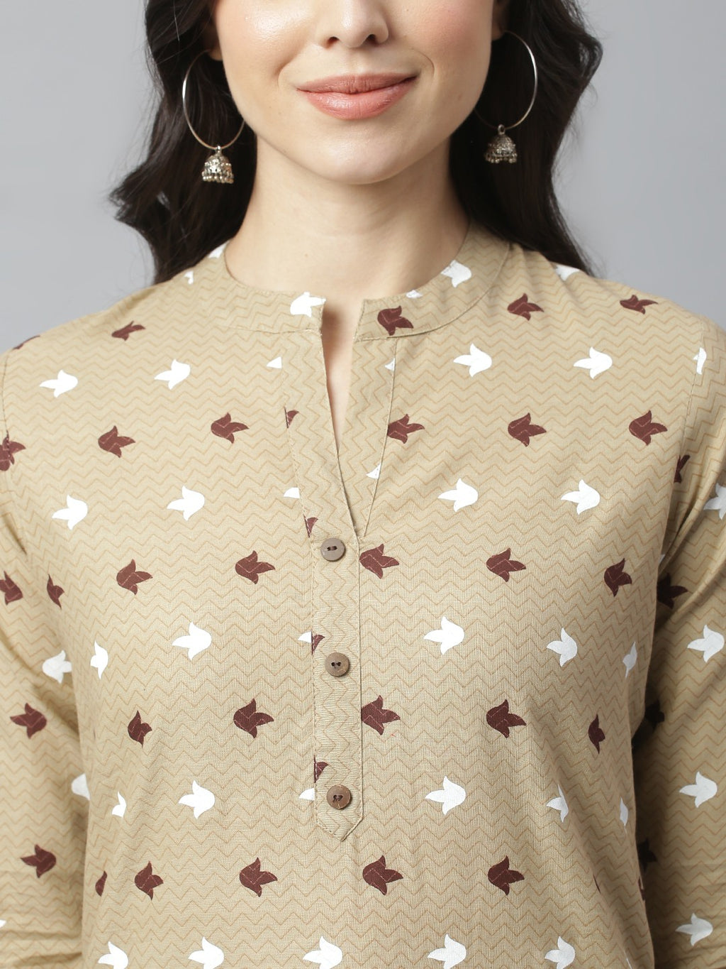 Arrow Beige Embroidered Cotton Set