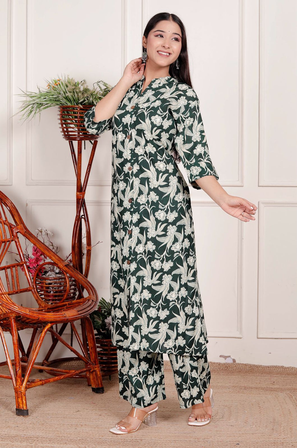 Cotton Floral Green Co-ord Set 🌿